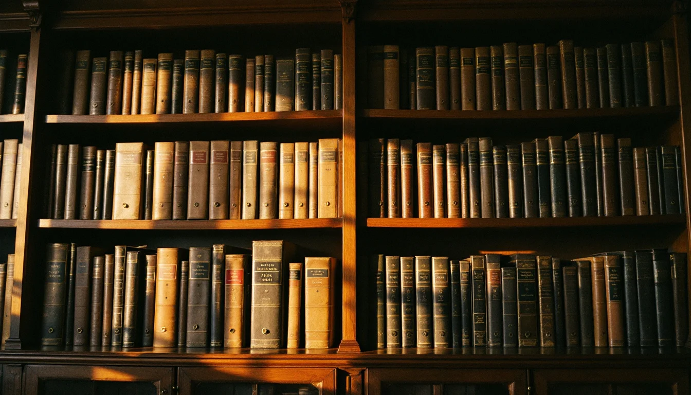Law office shelves lined with case files